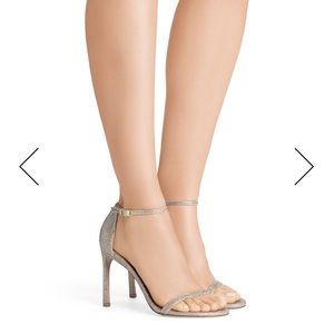 Stuart Weitzman Nudistsong Gold Sparkly Heels